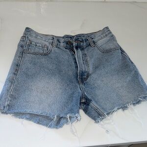 Light Wash Denim Cutoff Shorts with Raw Hem